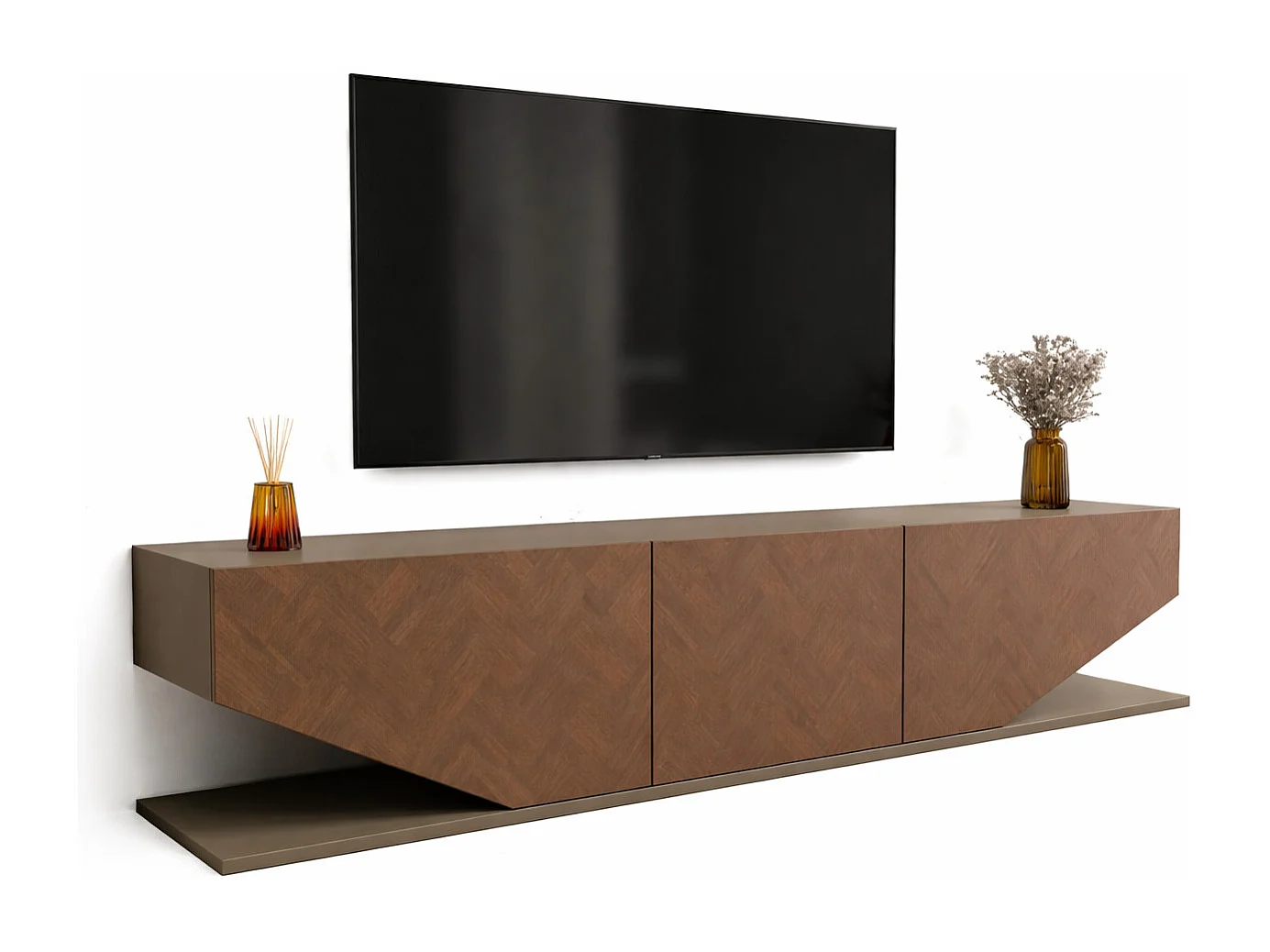 Meuble TV Pearl de 180 cm avec des armoires en style ailes (Effet Galaxy et Vintage)