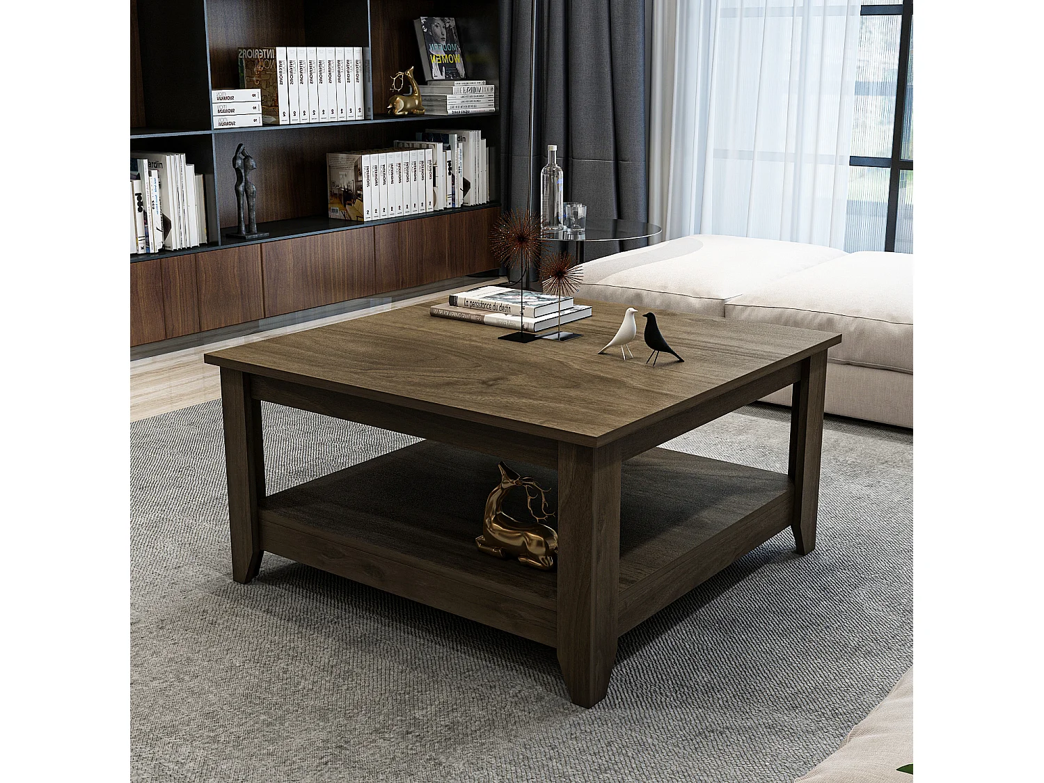 Lea 90 cm Table Basse Carré (Noyer)
