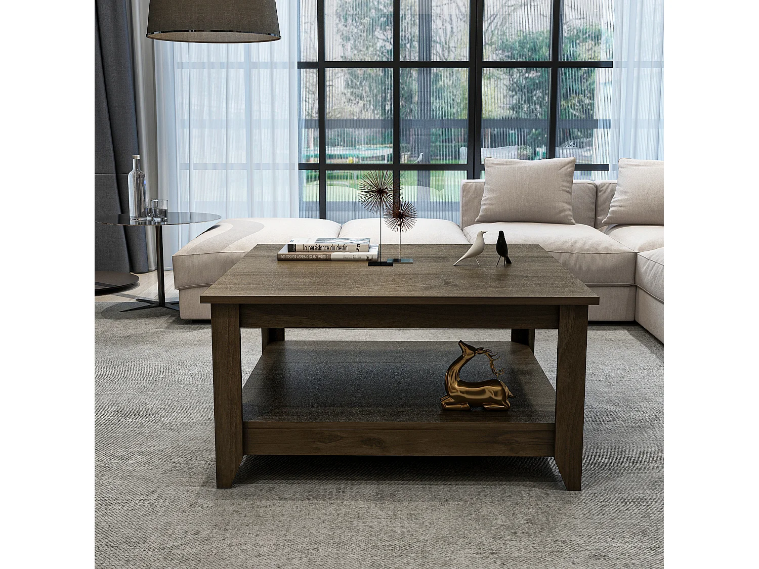 Lea 90 cm Table Basse Carré (Noyer)