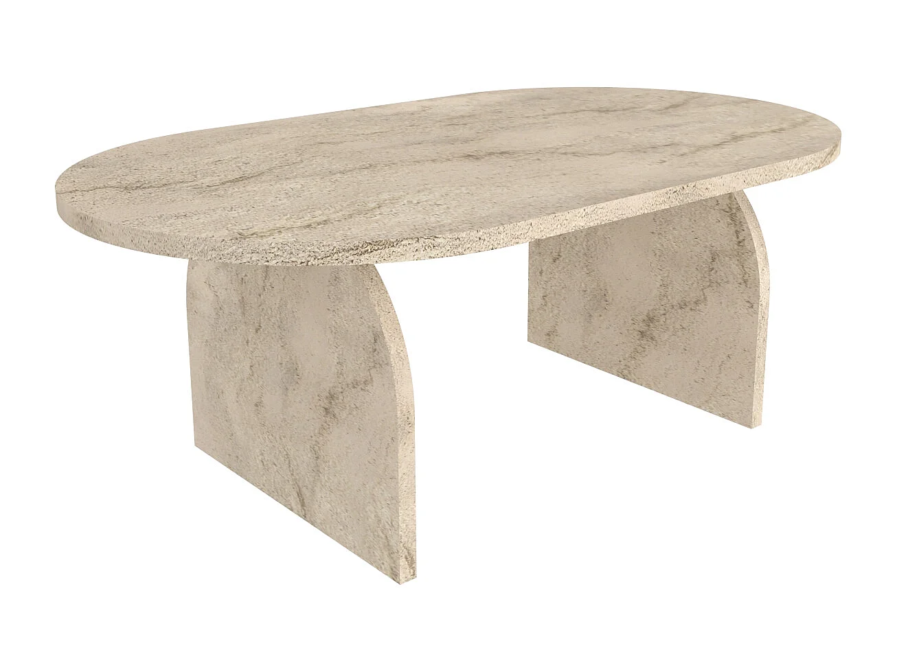 Mono Table Basse Ovale - 120 cm x 60 cm (Travertine)