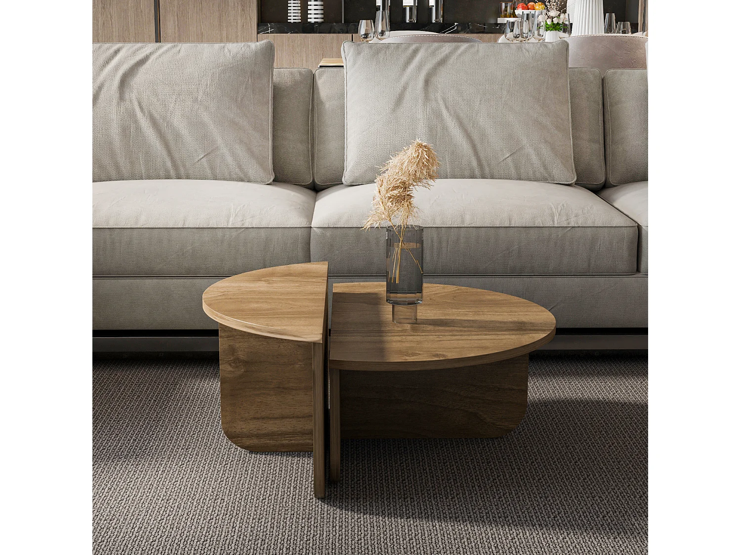 Alves Set de Table Basse Tailles Diverses Design Unique (Noyer)