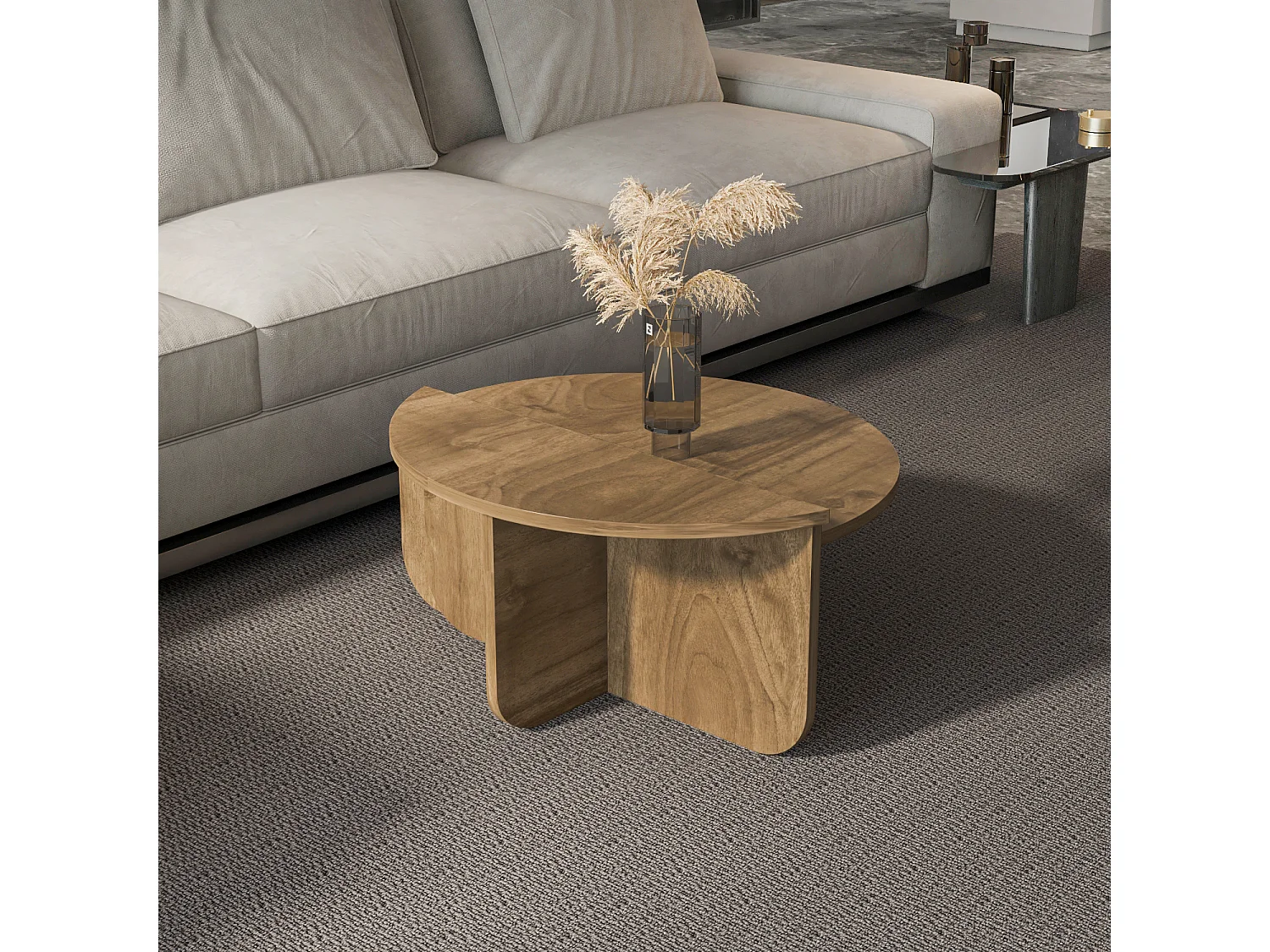 Alves Set de Table Basse Tailles Diverses Design Unique (Noyer)