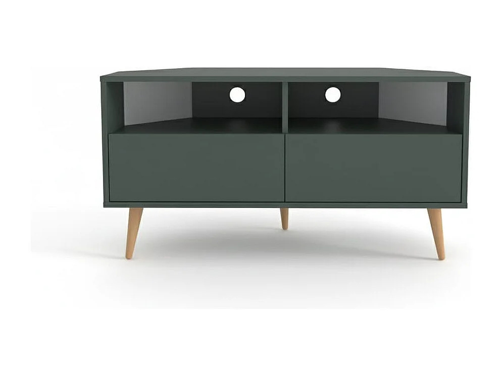 Aura Meuble TV d'angle 120 cm Armoires et Niches avec Pieds en Bois (Silva Vert)