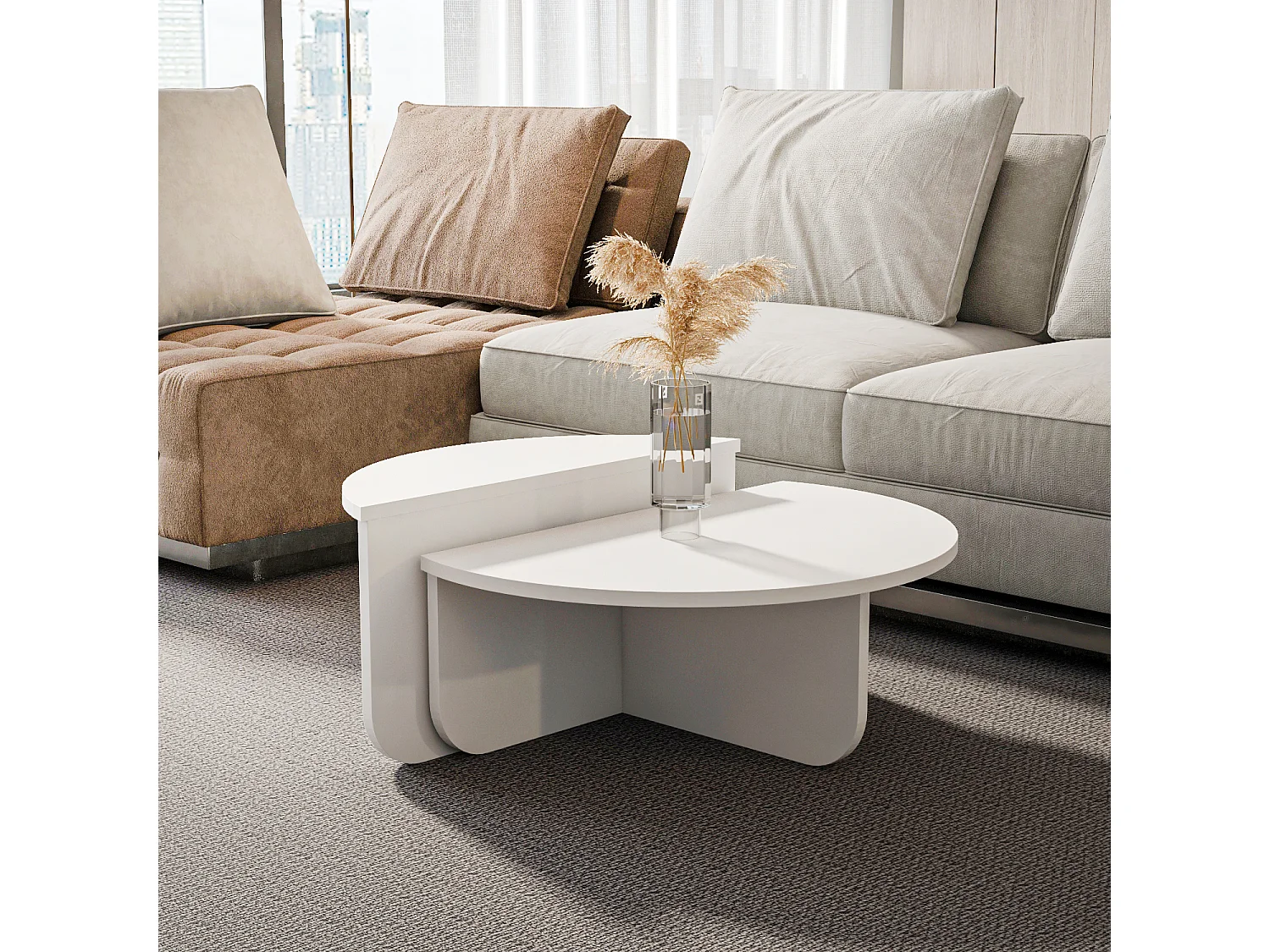 Alves Set de Table Basse Tailles Diverses Design Unique (Blanc)