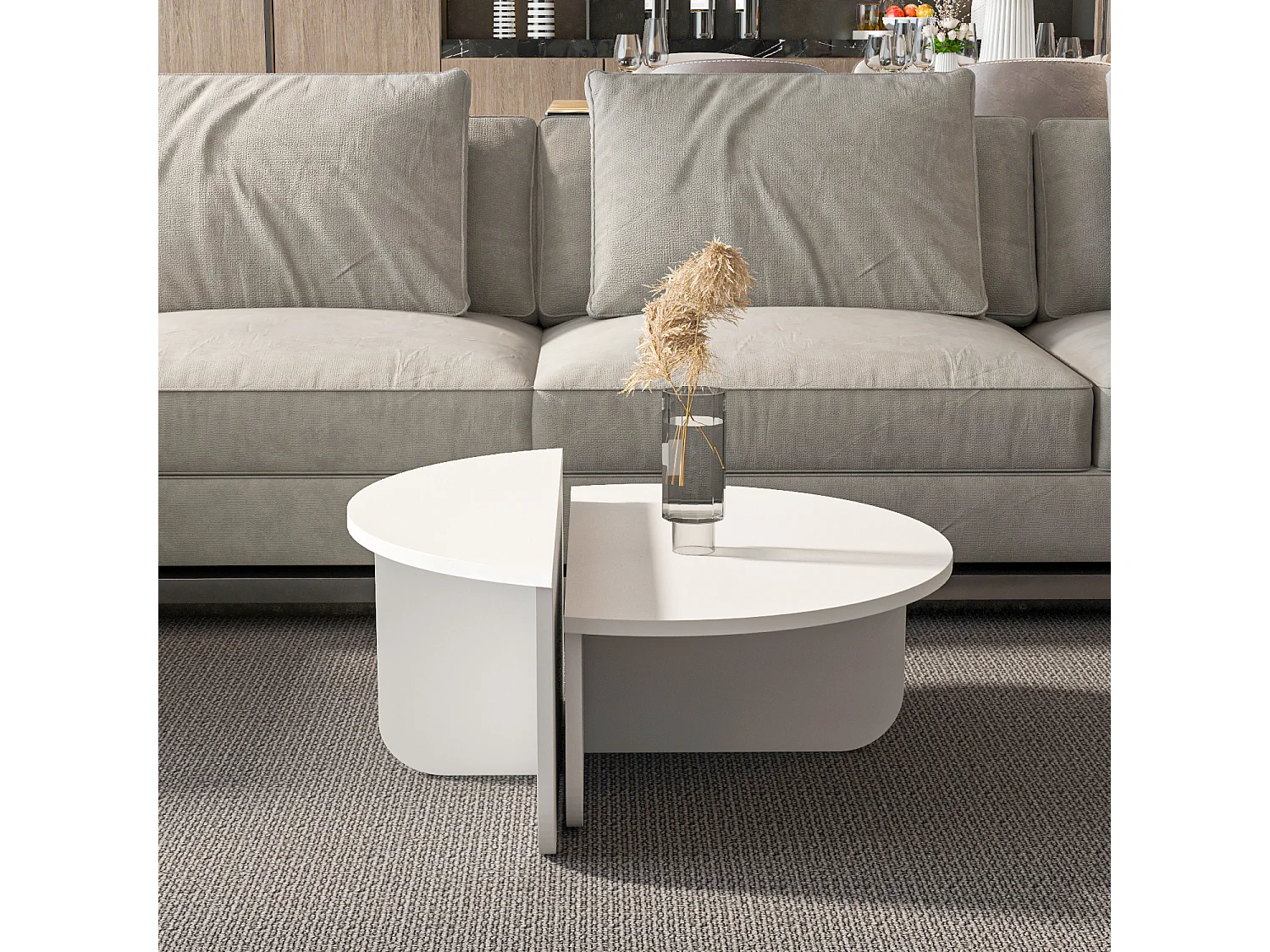 Alves Set de Table Basse Tailles Diverses Design Unique (Blanc)