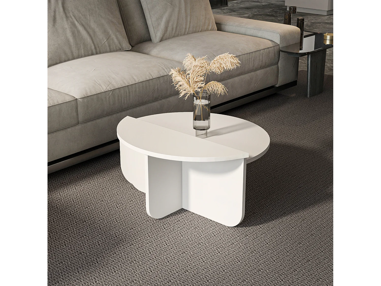 Alves Set de Table Basse Tailles Diverses Design Unique (Blanc)