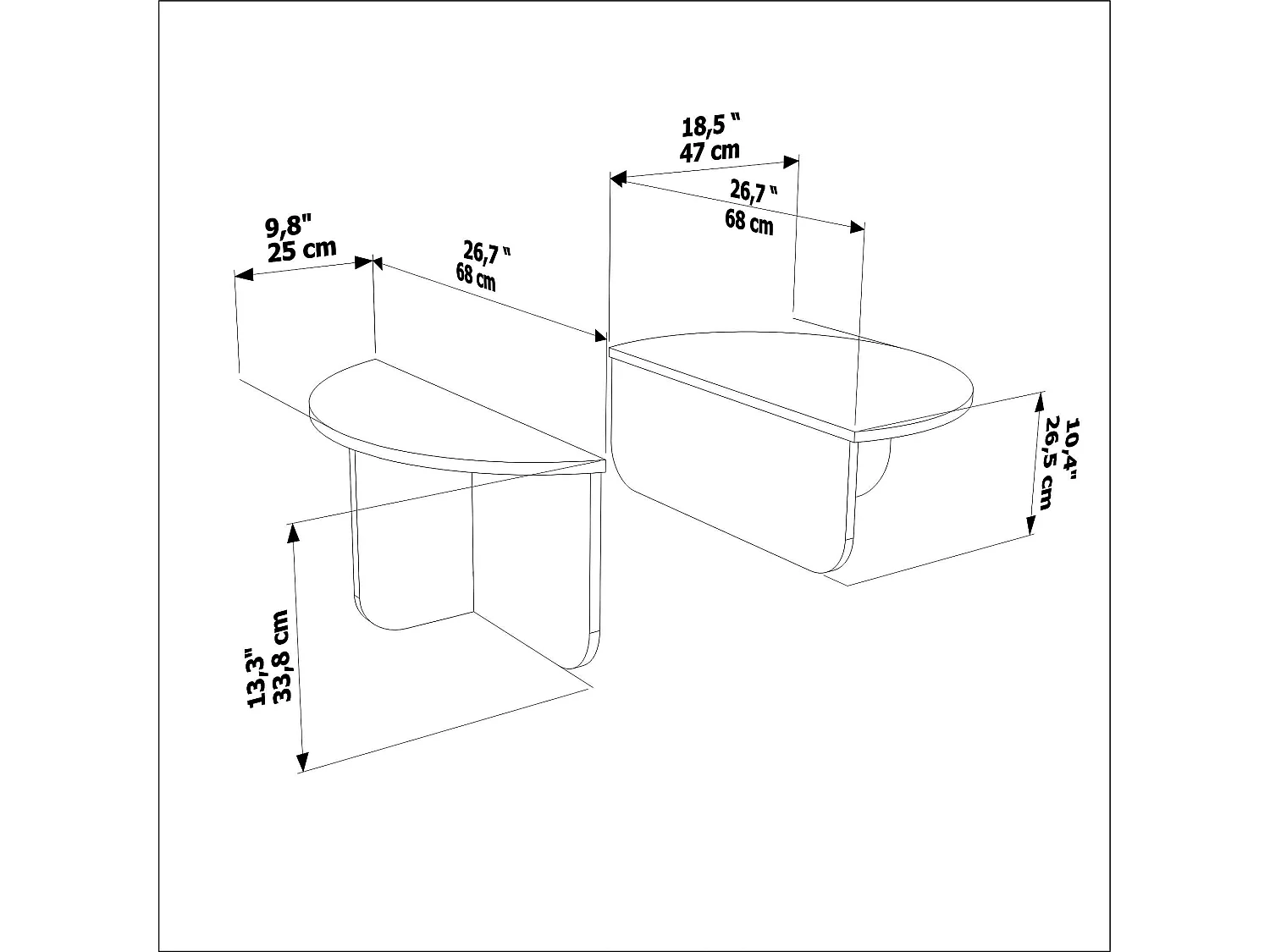 Alves Set de Table Basse Tailles Diverses Design Unique (Blanc)