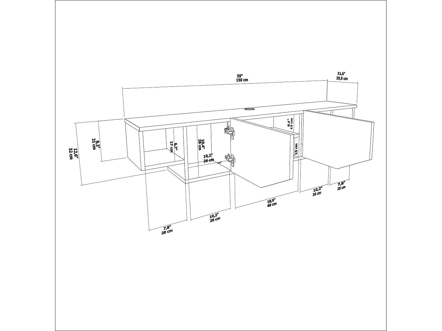 Hängende TV Einheit Hera Galaxie Vintage