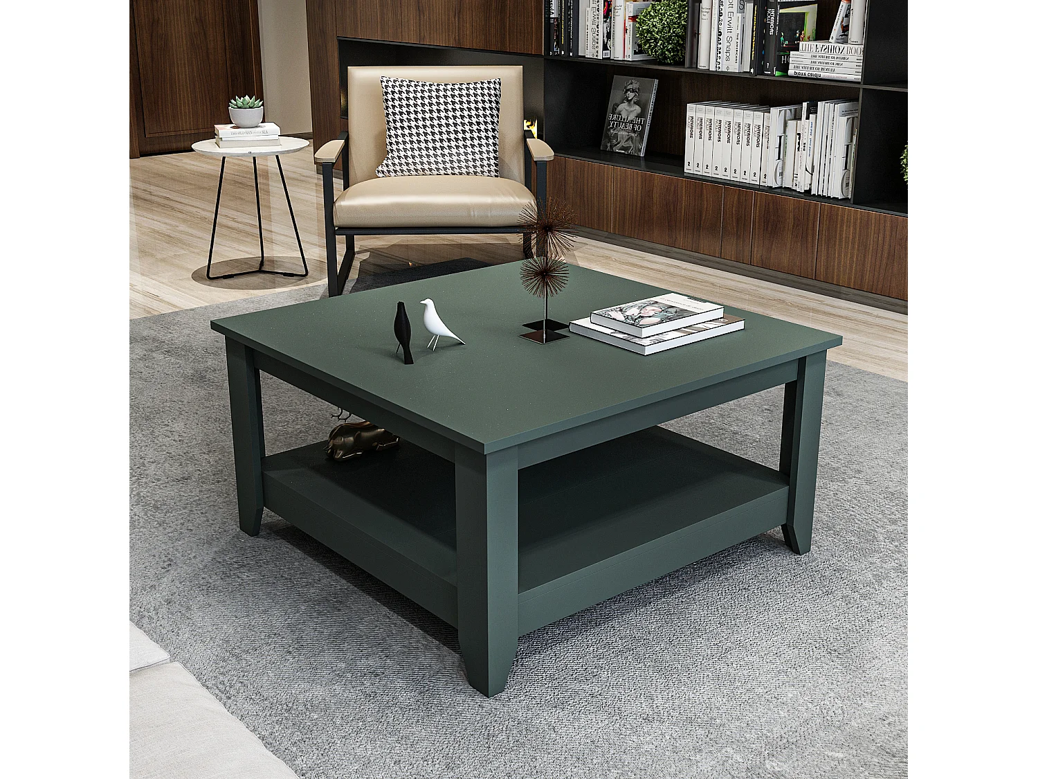 Lea 90 cm Table Basse Carré (Silva Vert)