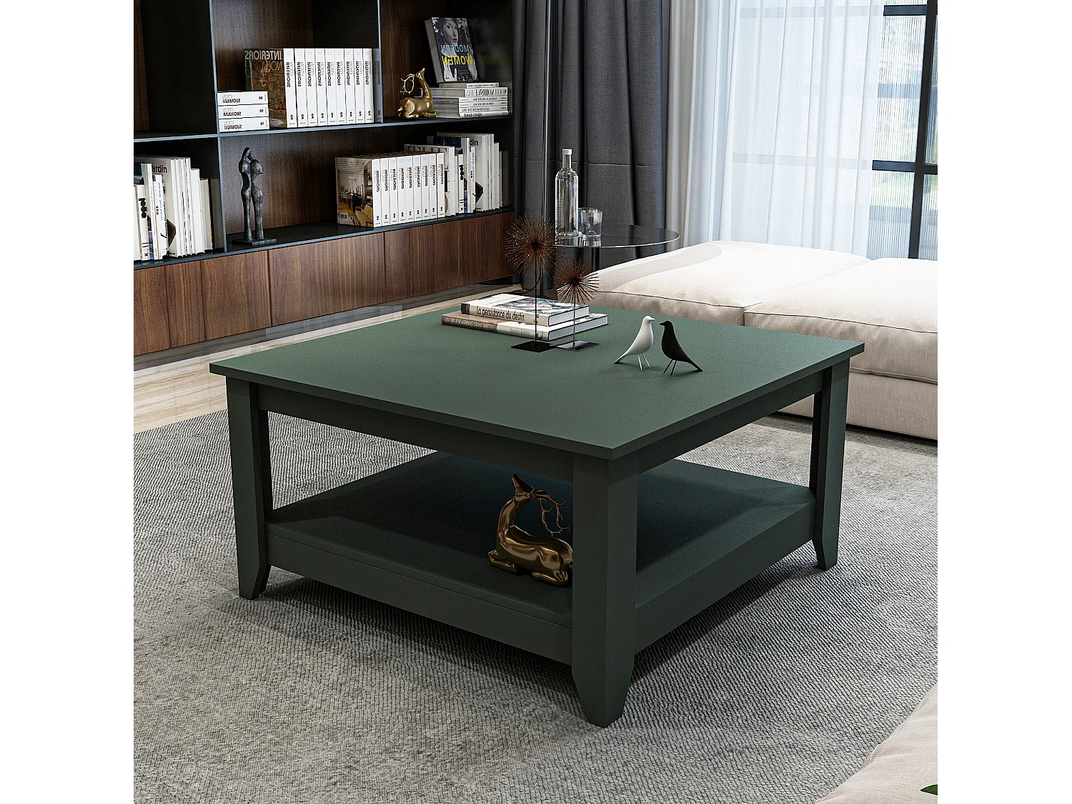 Lea 90 cm Table Basse Carré (Silva Vert)