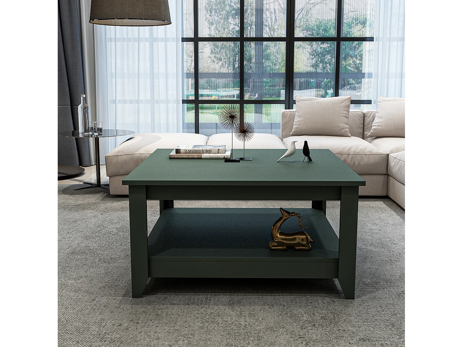 Lea 90 cm Table Basse Carré (Silva Vert)
