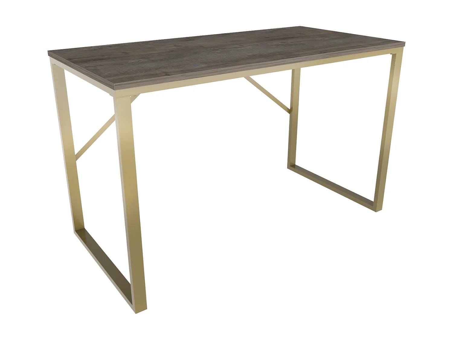 Layton Bureau 120 cm x 74 cm x 60 cm - Cadre Métallique (Doré et Wenge)