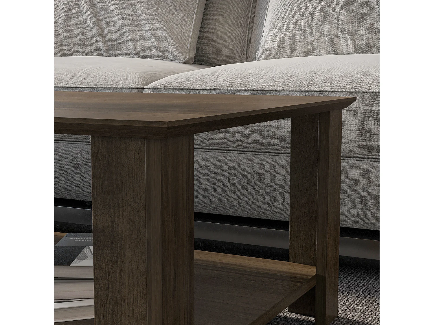 Leroy Table Basse 90 cm x 60 cm Rectangulaire (Noyer)