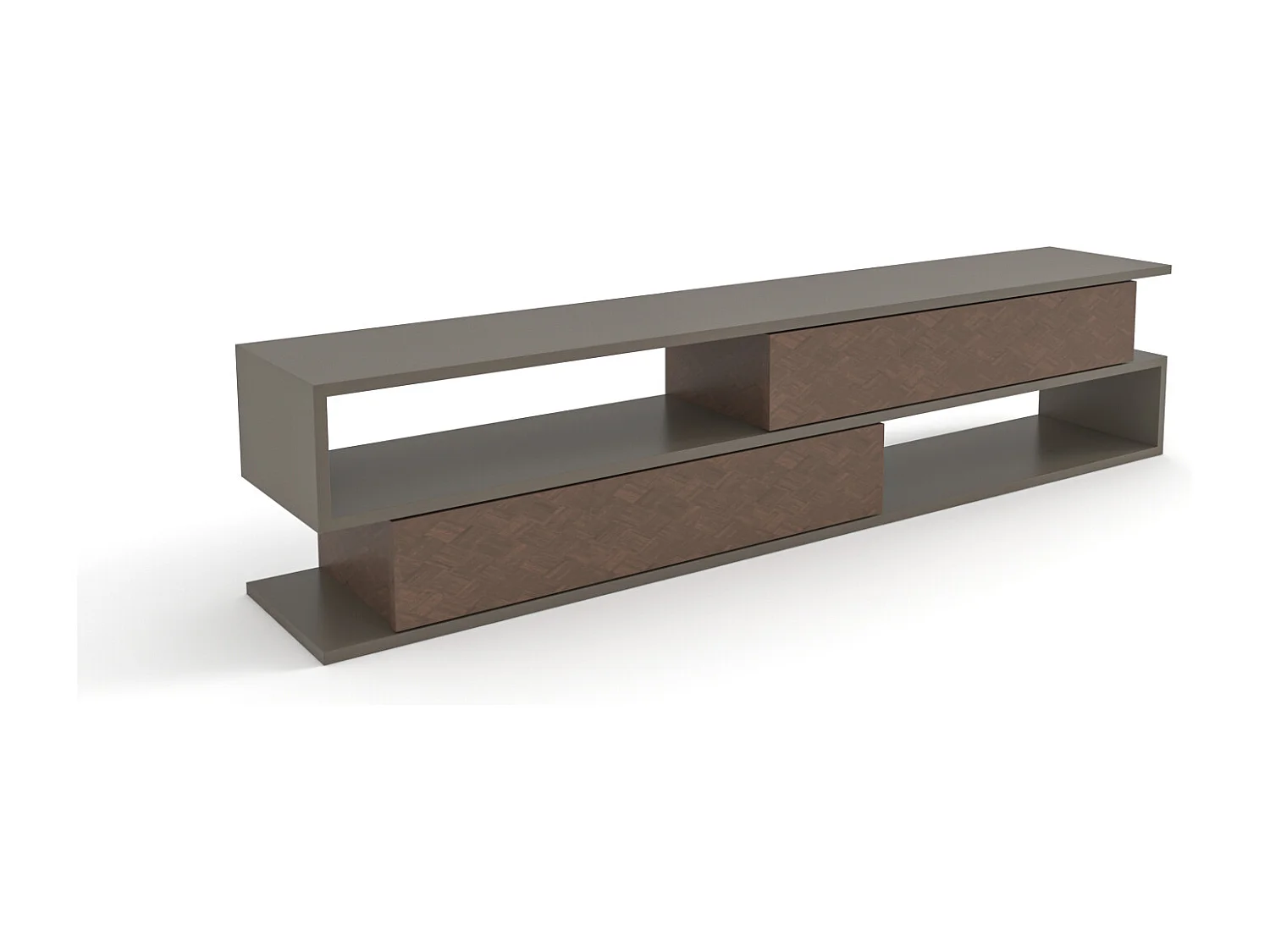 Meuble tv Cortez de 160 cm avec 2 armoires et 2 niches (Effet Galaxy et Vintage)