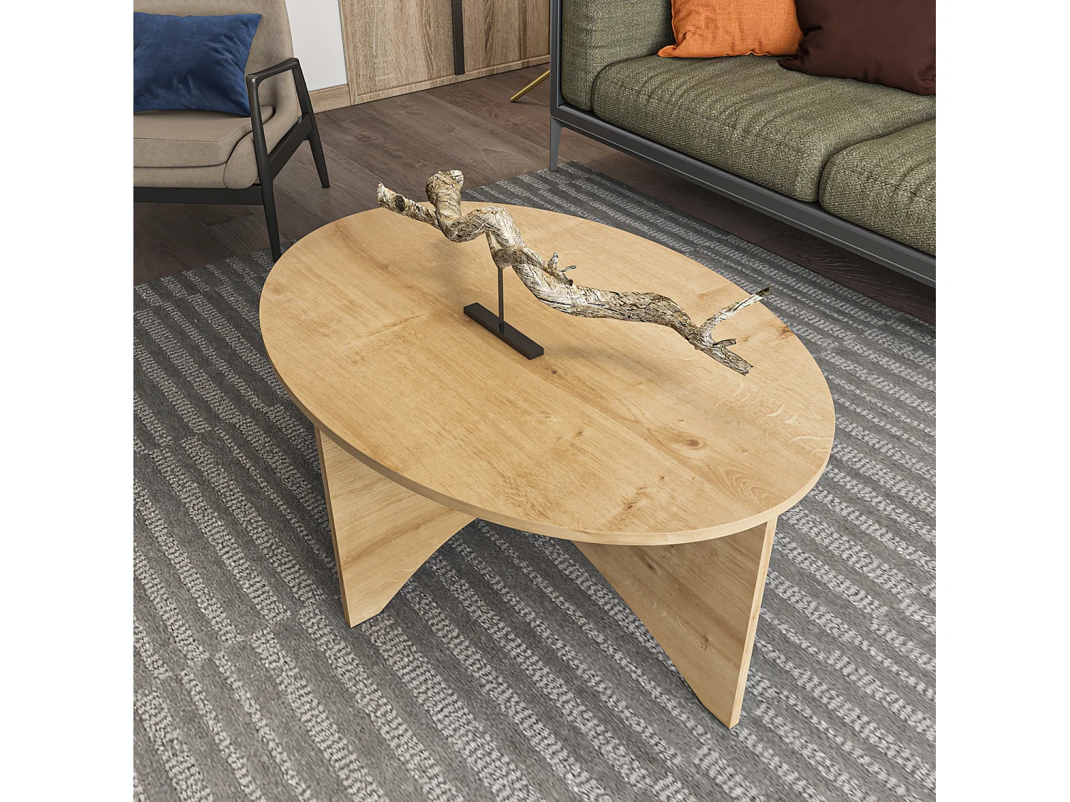 Solo Table Basse Ovale 100 cm  (Chêne)