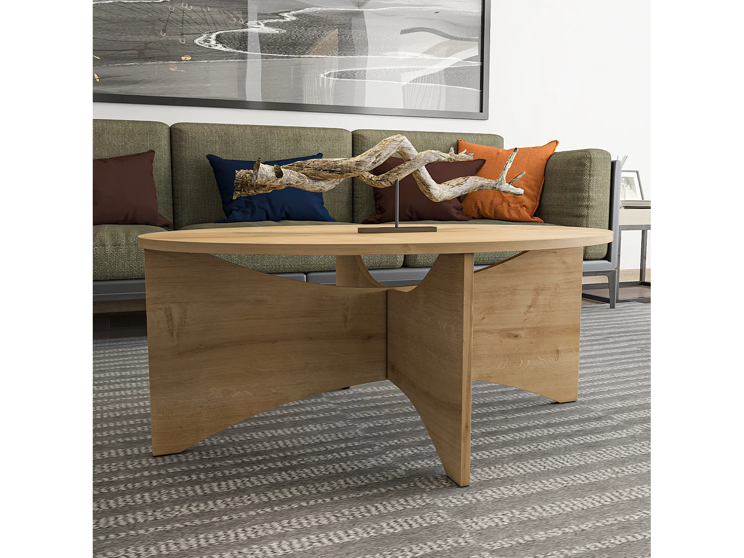 Solo Table Basse Ovale 100 cm  (Chêne)