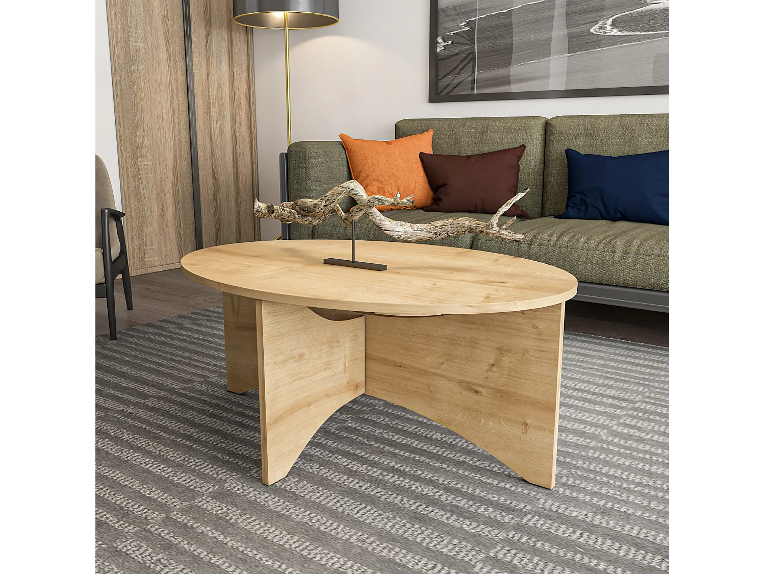 Solo Table Basse Ovale 100 cm  (Chêne)