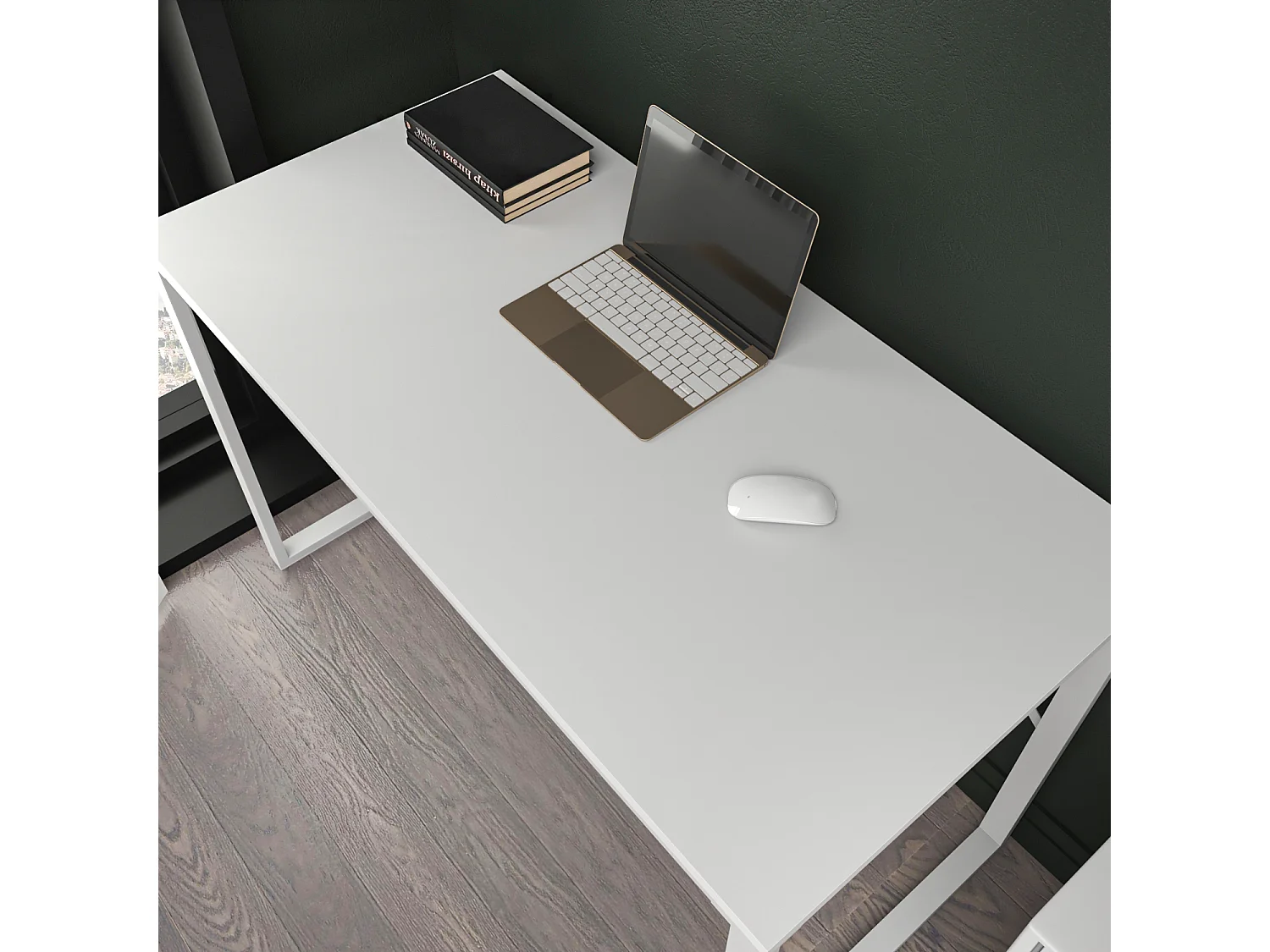 Layton Bureau 120 cm x 74 cm x 60 cm - Cadre Métallique (Blanc)