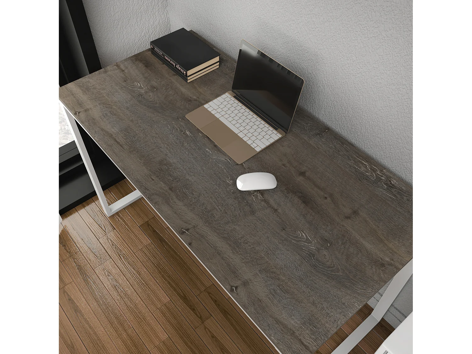 Layton Bureau 120 cm x 74 cm x 60 cm - Cadre Métallique (Blanc et Wenge)