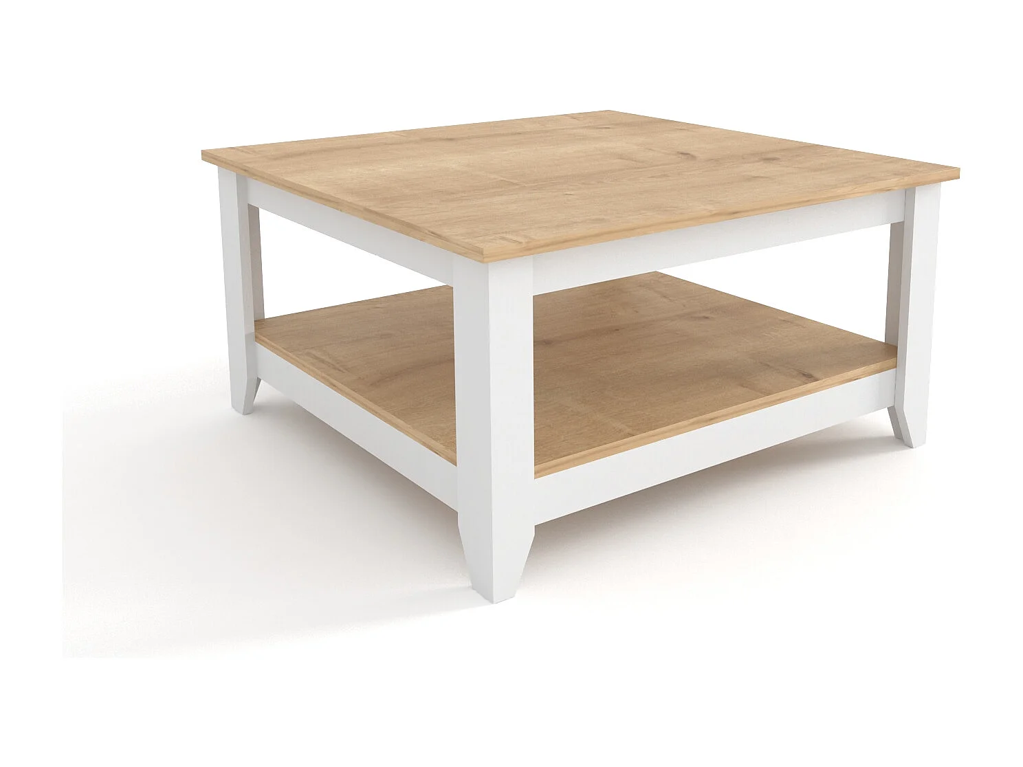 Lea 90 cm Table Basse Carré (Chêne et Blanc)