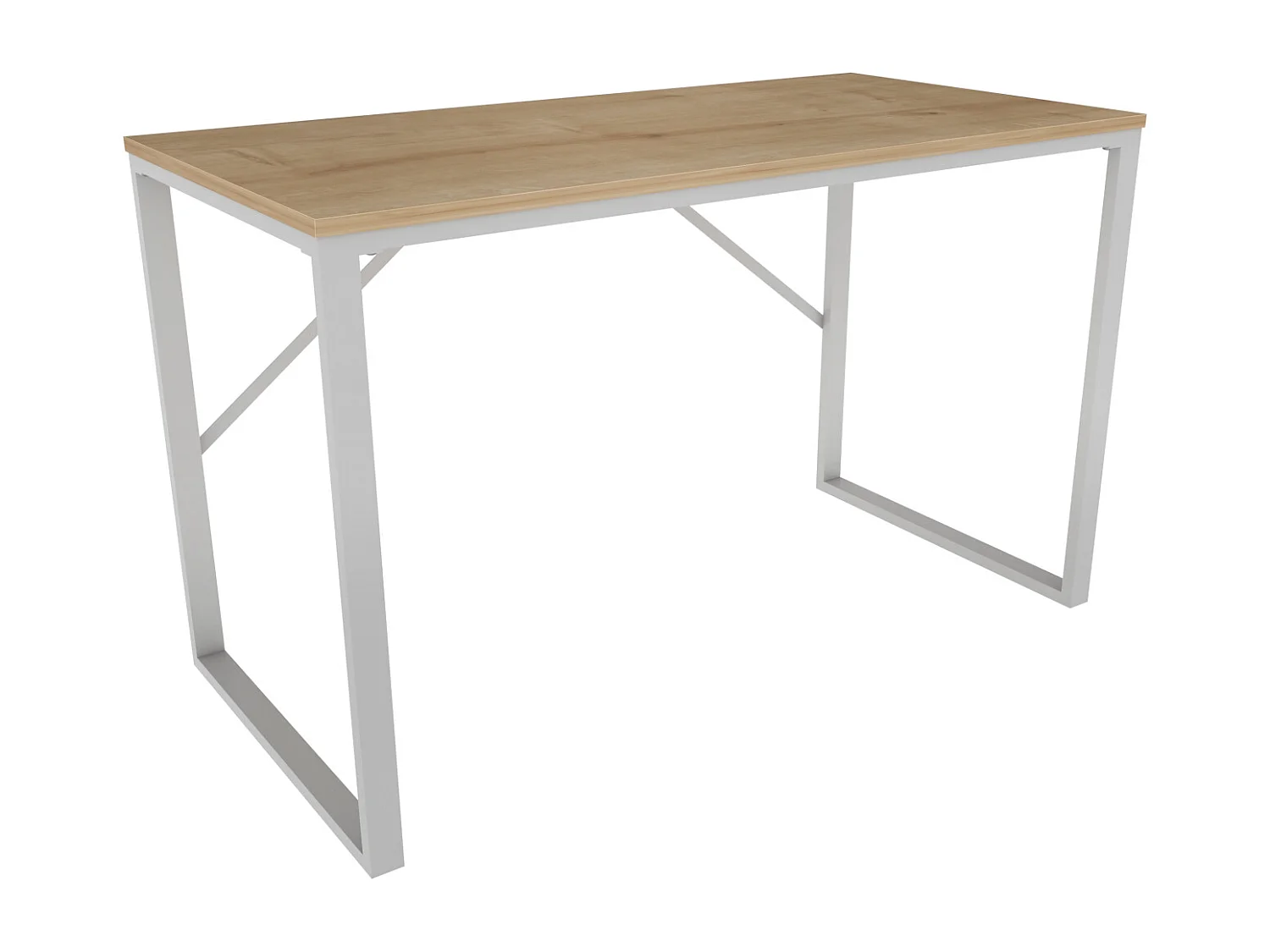 Layton Bureau 120 cm x 74 cm x 60 cm - Cadre Métallique (Blanc et Chêne)