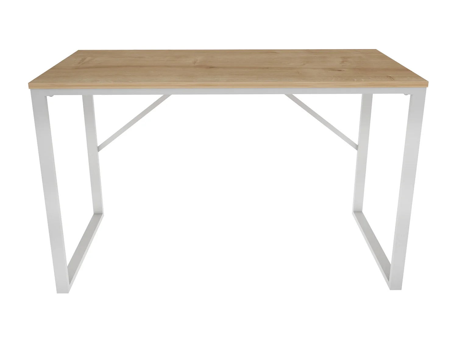 Layton Bureau 120 cm x 74 cm x 60 cm - Cadre Métallique (Blanc et Chêne)