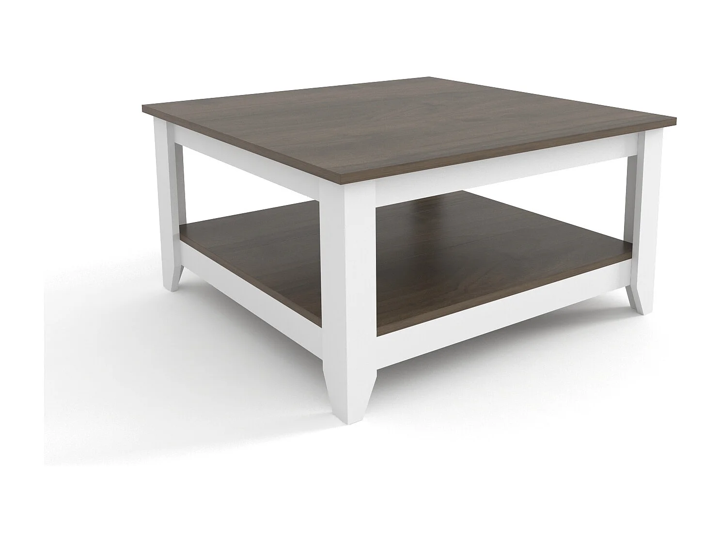 Lea 90 cm Table Basse Carré (Noyer et Blanc)