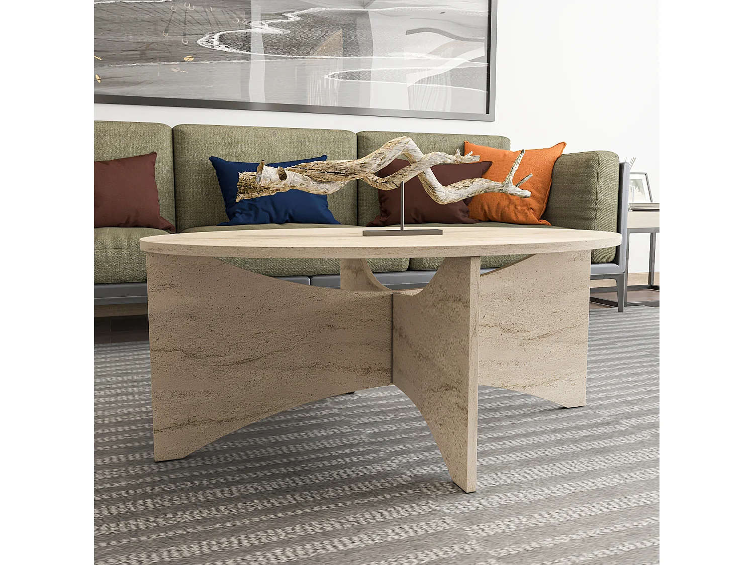 Solo Table Basse Ovale 100 cm (Travertine)
