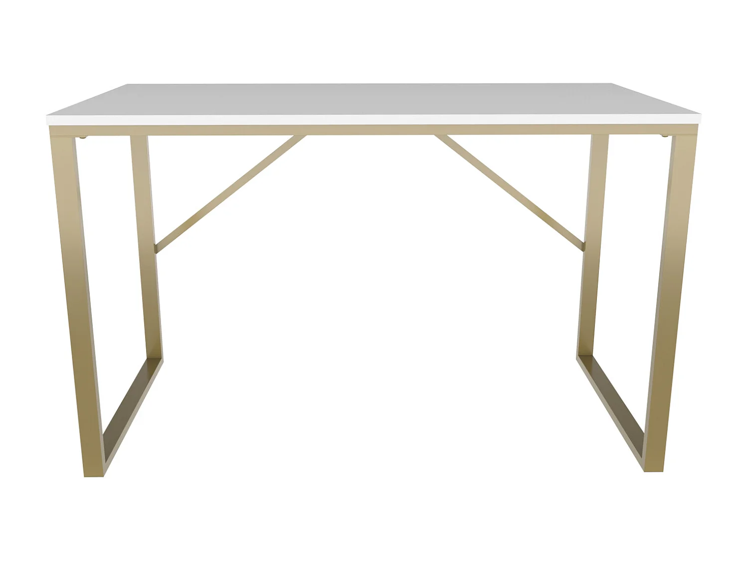 Layton Bureau 120 cm x 74 cm x 60 cm - Cadre Métallique (Doré et Blanc)