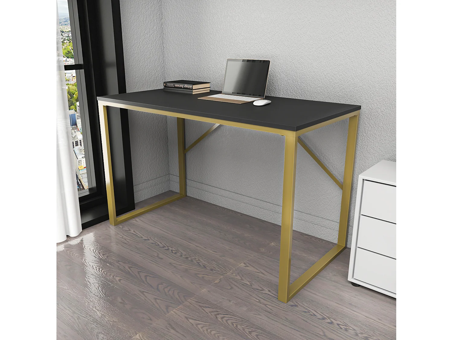 Layton Bureau 120 cm x 74 cm x 60 cm - Cadre Métallique