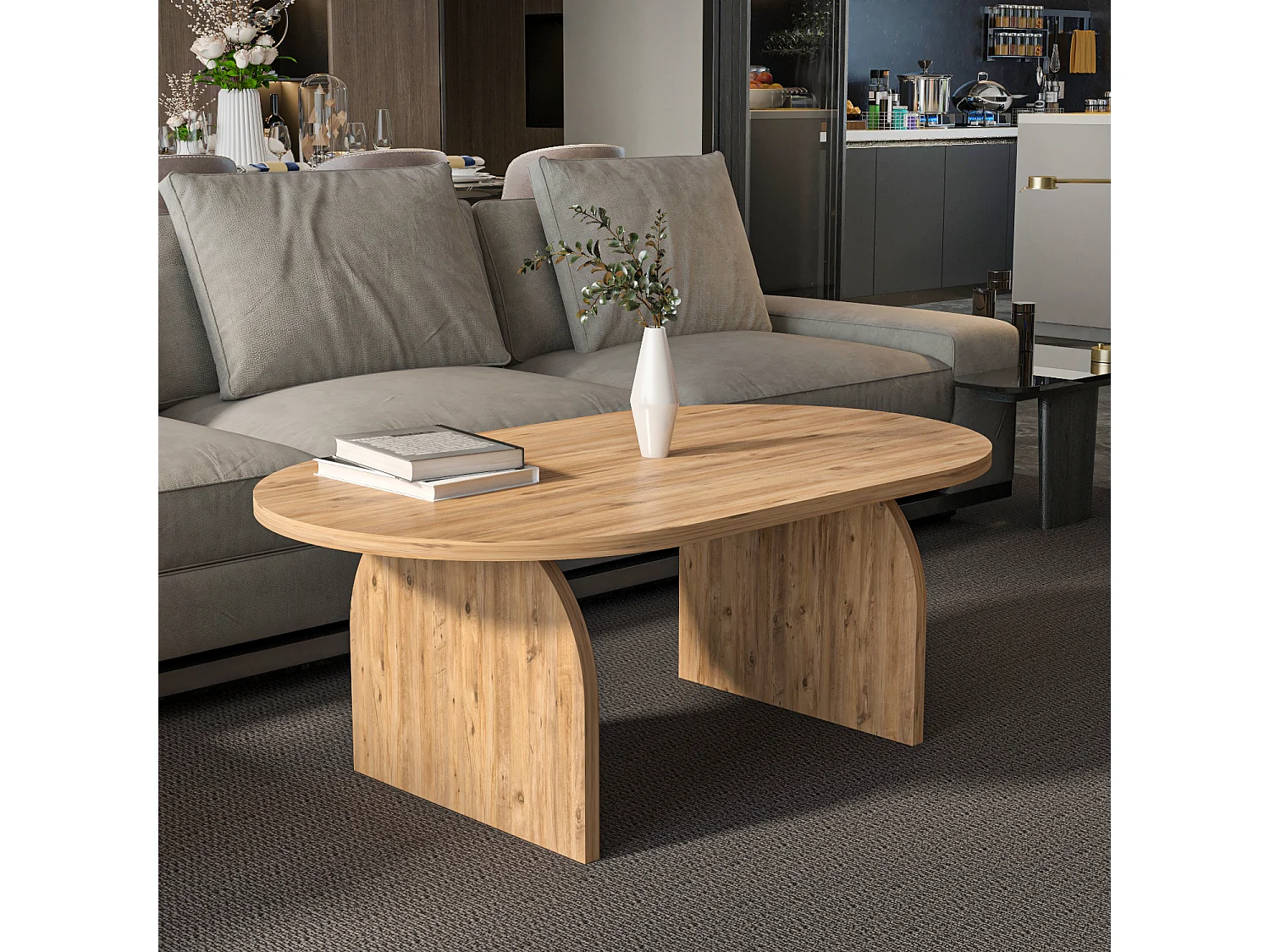 Mono Table Basse Ovale - 120 cm x 60 cm (Pin d’Atlantique)