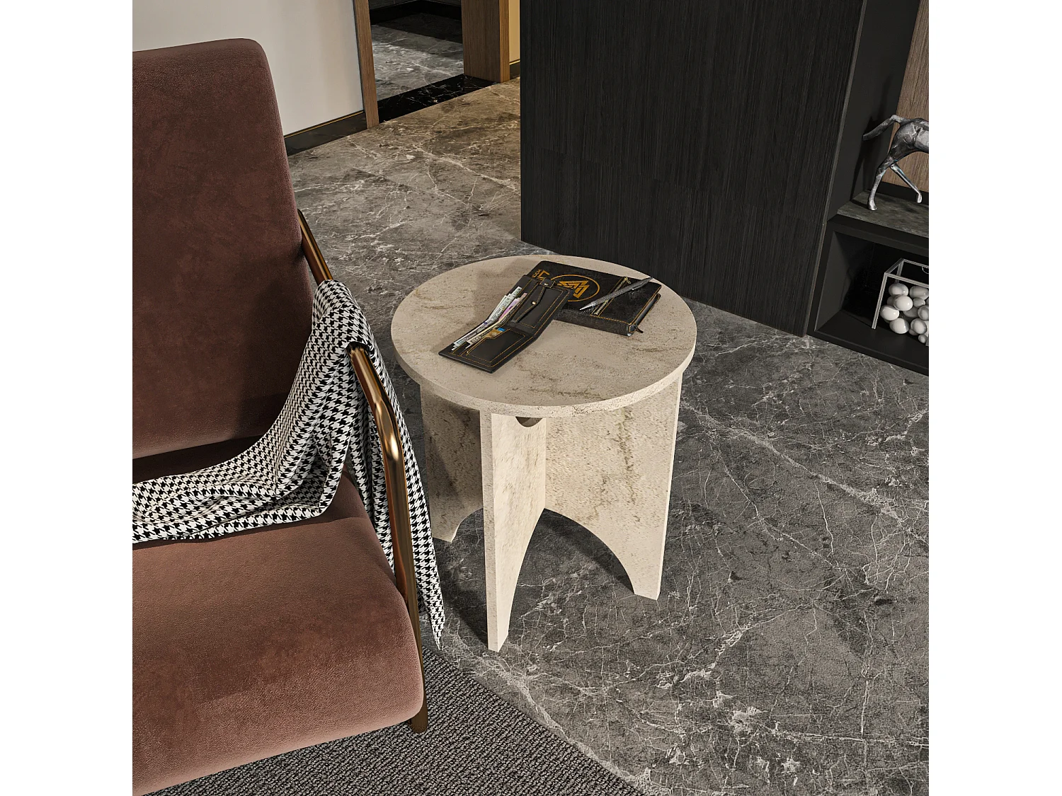 Decorotika Merit Rond Side End Table - 50 cm H x 45 cm W x 45 cm D