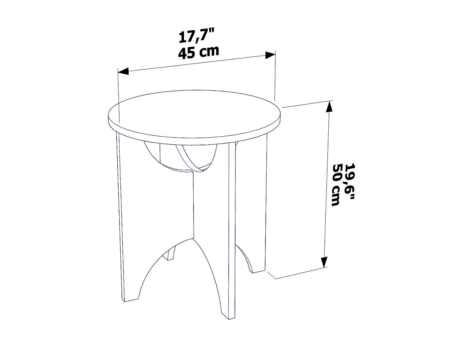 Decorotika Merit Rond Side End Table - 50 cm H x 45 cm W x 45 cm D
