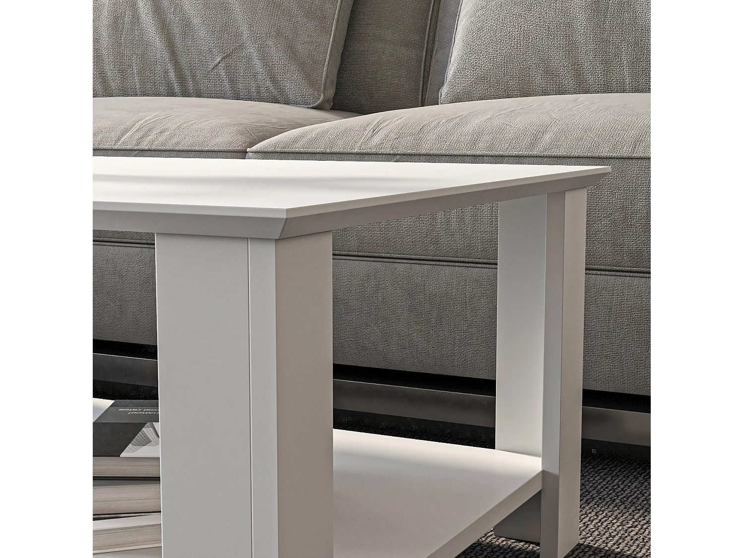 Leroy Table Basse 90 cm x 60 cm Rectangulaire (Blanc)