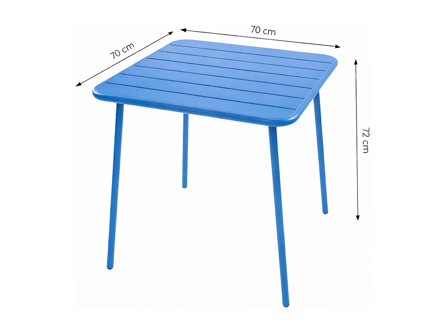 Ensemble table de jardin carrée et 4 chaises bleu BERGAME
