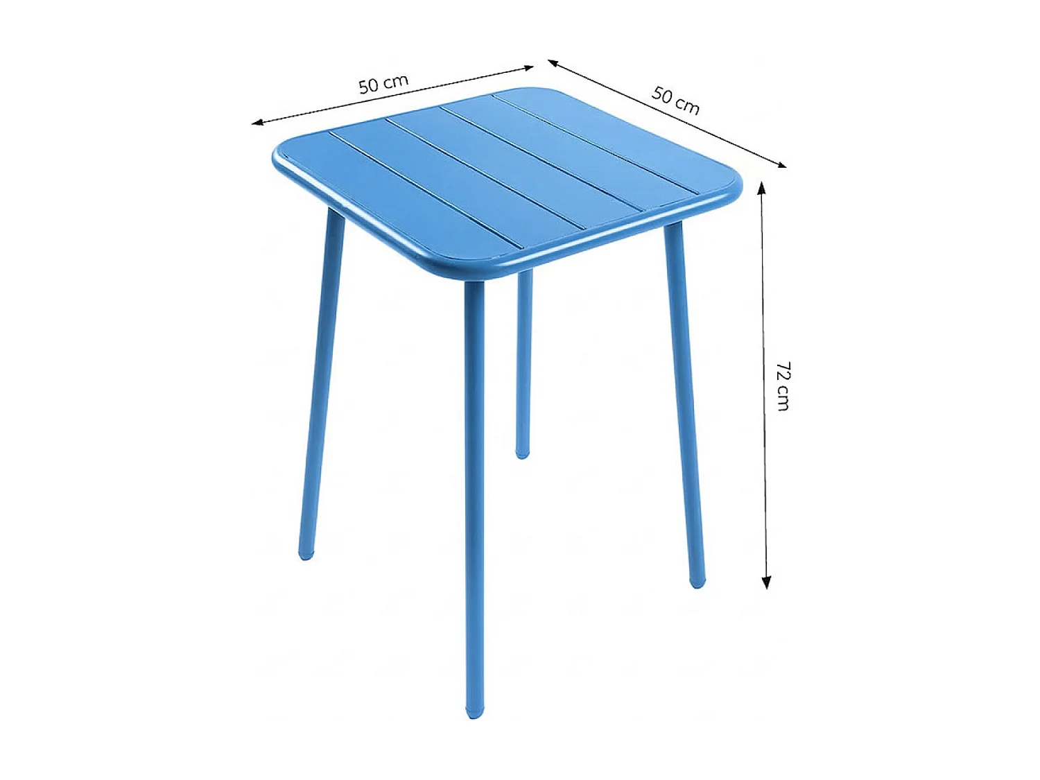 Ensemble table de jardin carrée 50cm et 2 chaises bleu BERGAME