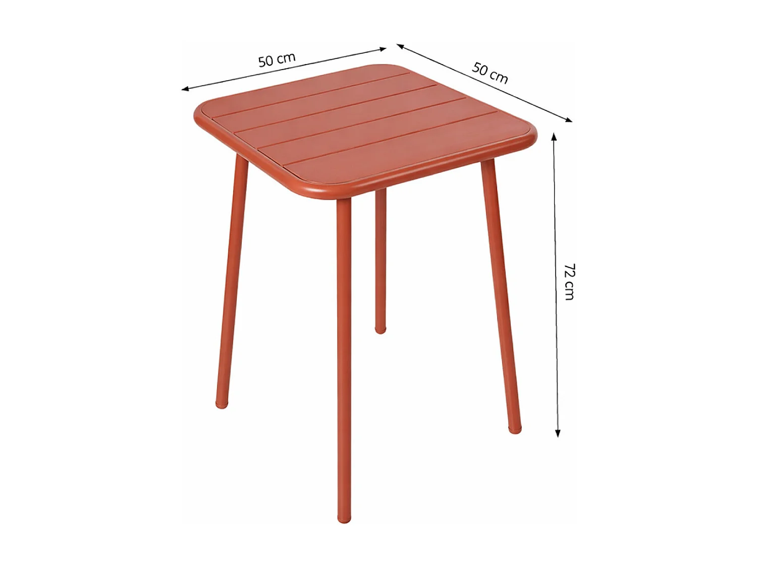 Ensemble table de jardin carrée 50cm et 2 chaises terracotta BERGAME