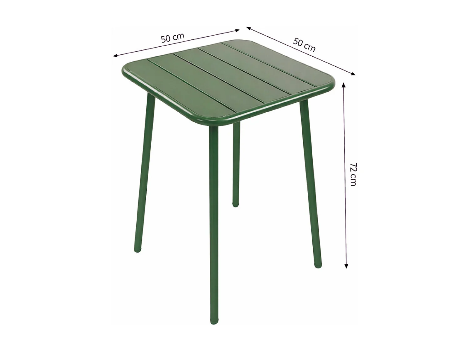 Ensemble table de jardin carrée 50cm et 2 chaises vert BERGAME