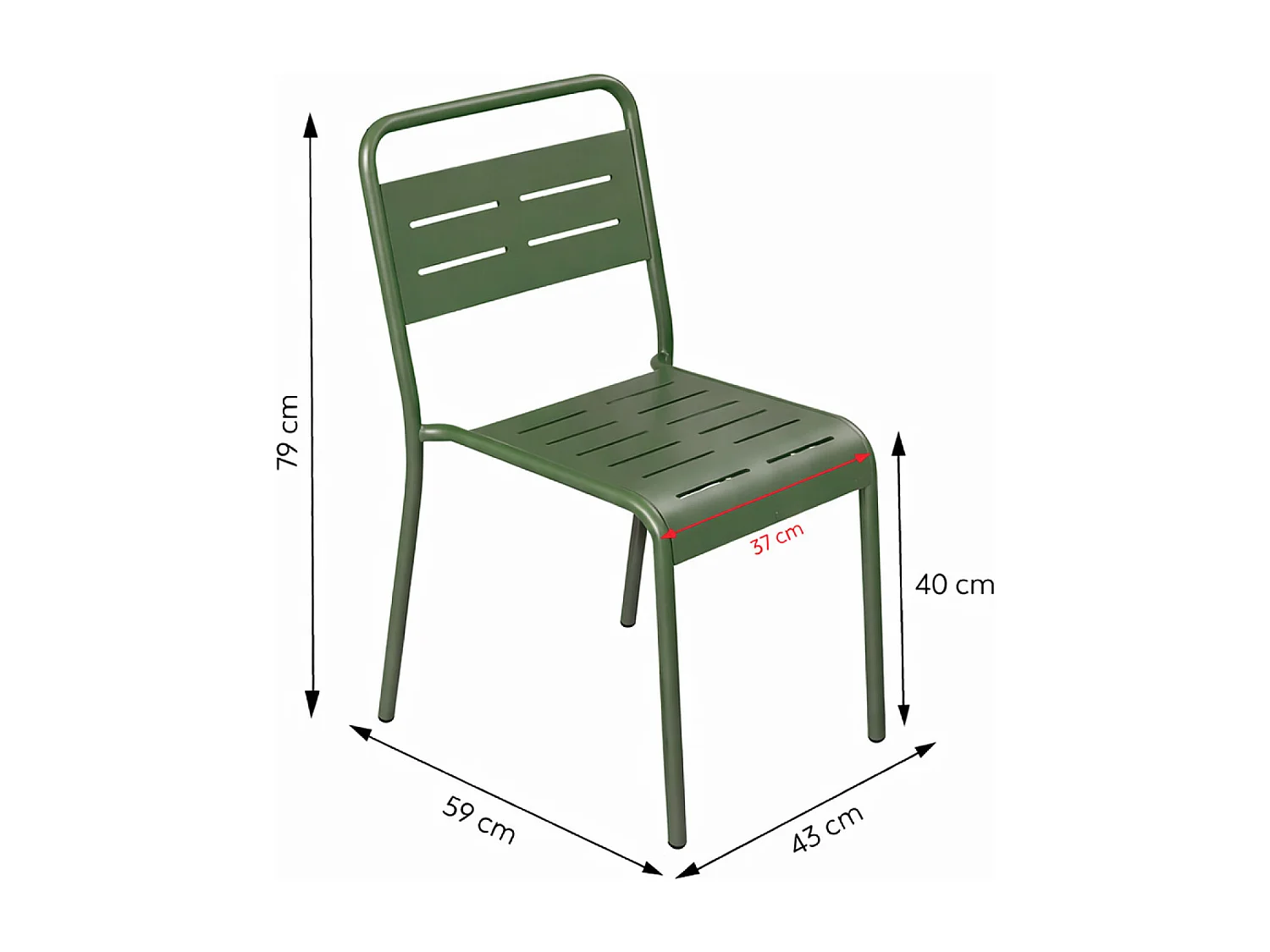 Ensemble table de jardin carrée 50cm et 2 chaises vert BERGAME