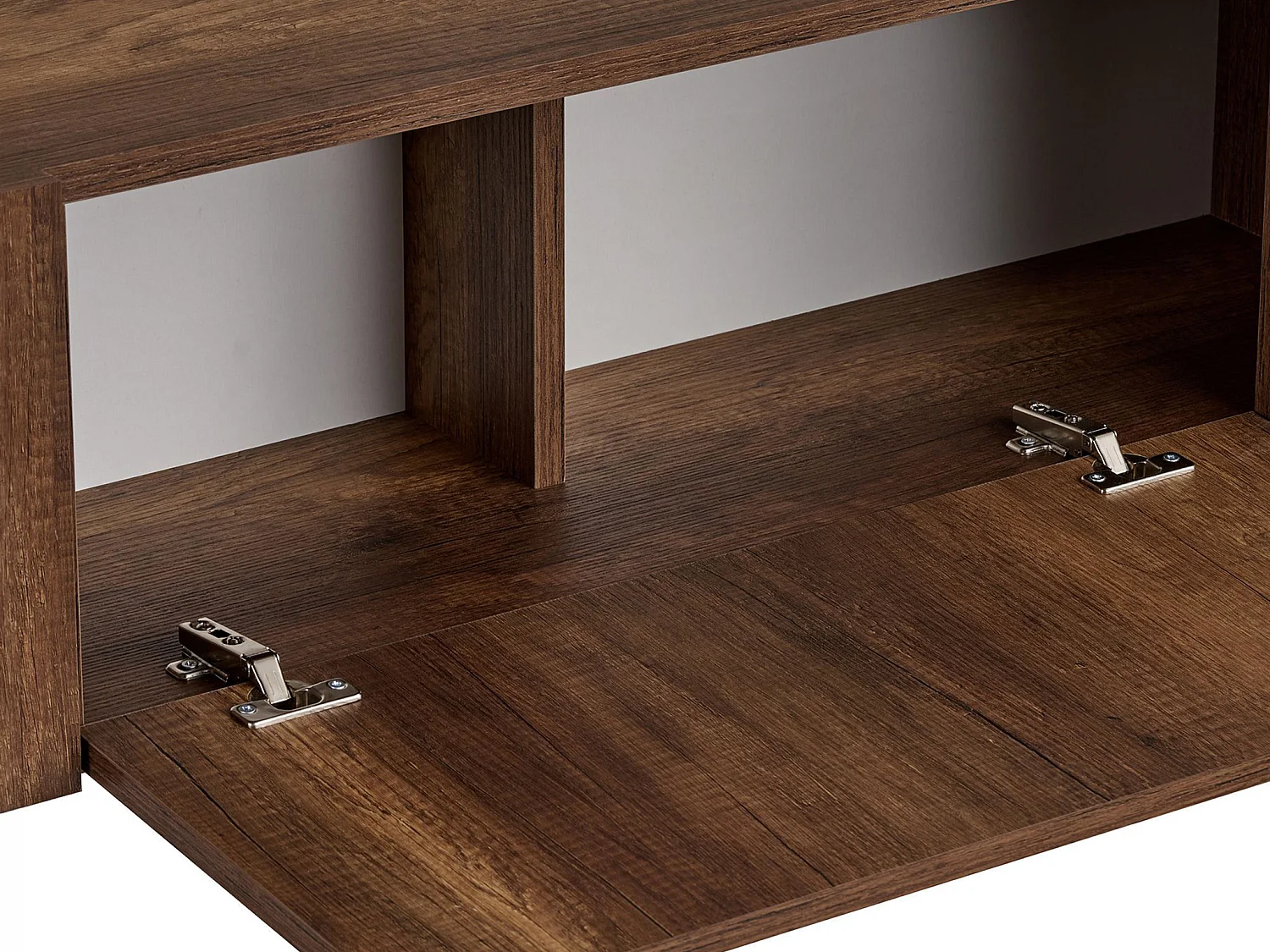 Meuble TV avec 2 portes - Naturel foncé et Doré - SELNIA