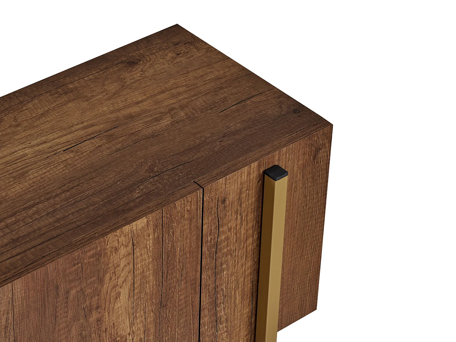 Meuble TV avec 2 portes - Naturel foncé et Doré - SELNIA