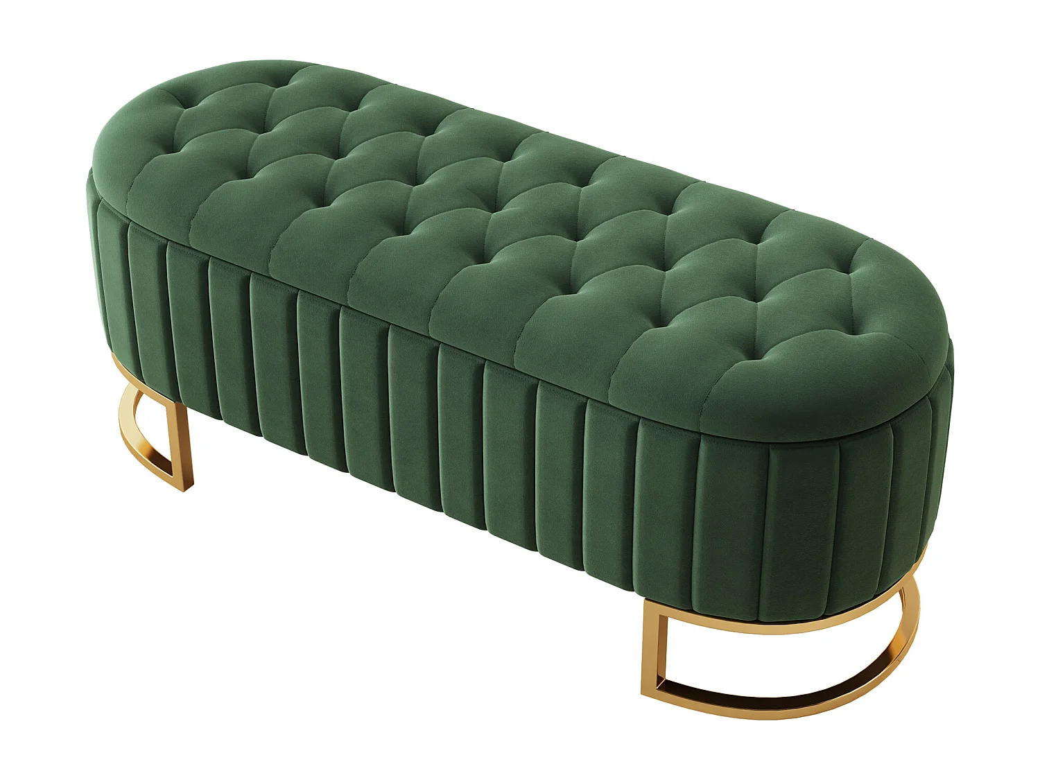 Gepolsterte Aufbewahrungsbank aus Samt - moderner Stil - Grün
