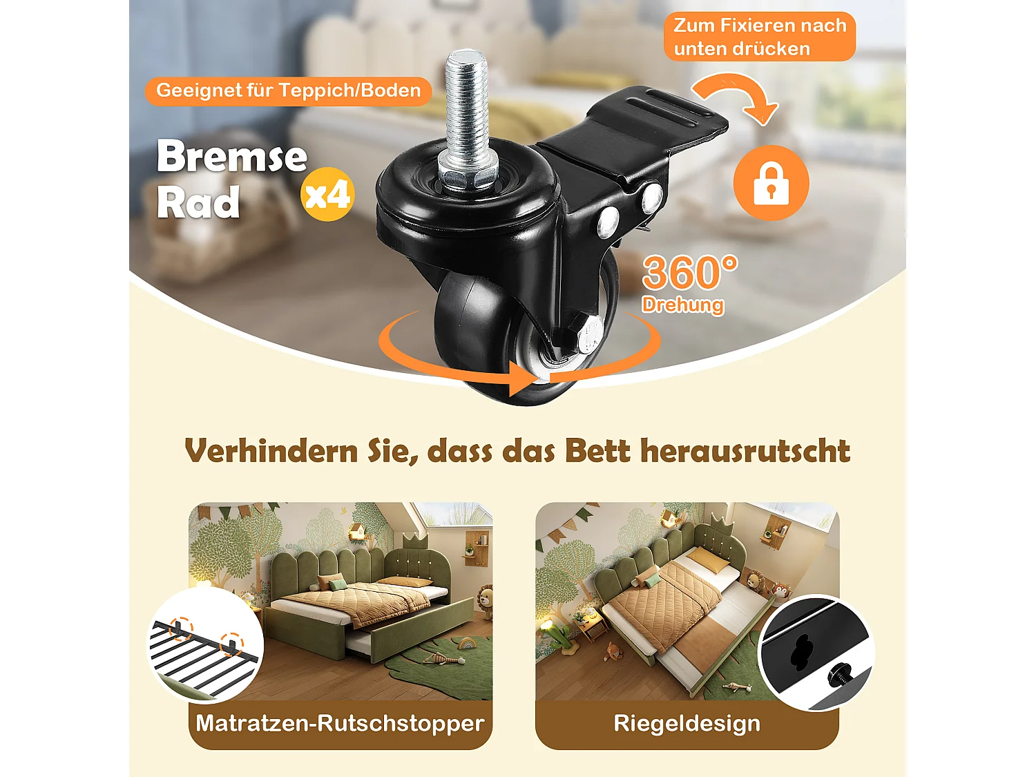 Lit banquette gigogne pour enfant - 90 x 200 cm + 90 x 190 cm - forme en L - tête de lit - velours - vert