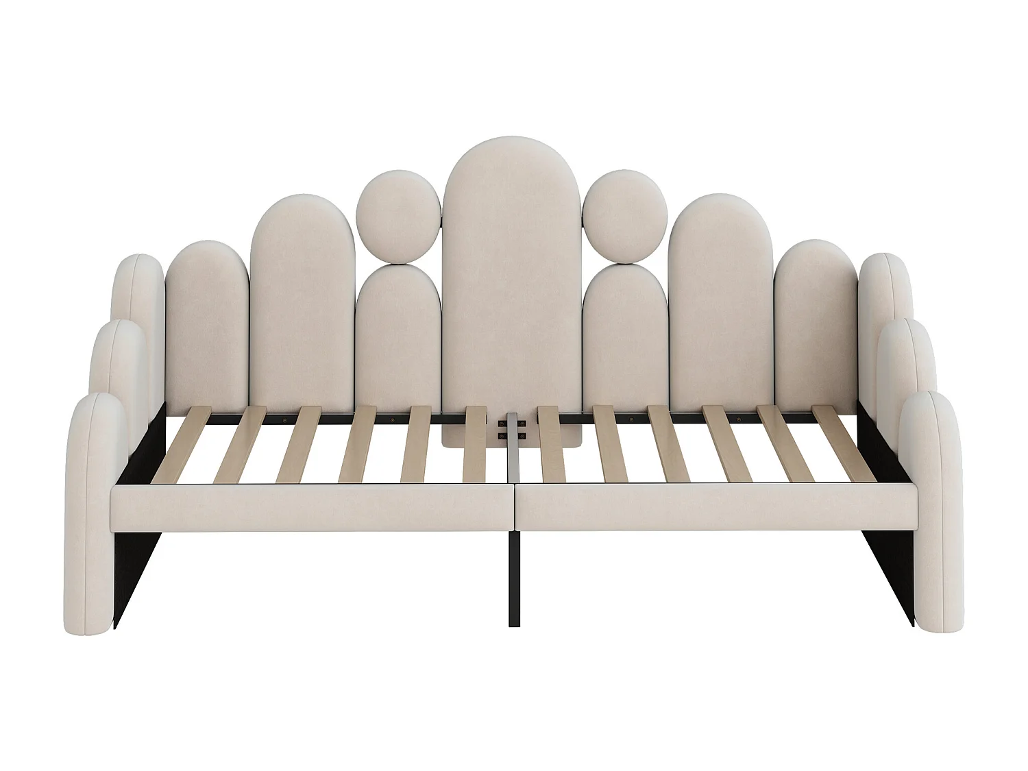 Lit banquette rembourré 2 en 1 - 180 x 200 cm - avec espace pour animaux + dossier - velours - beige