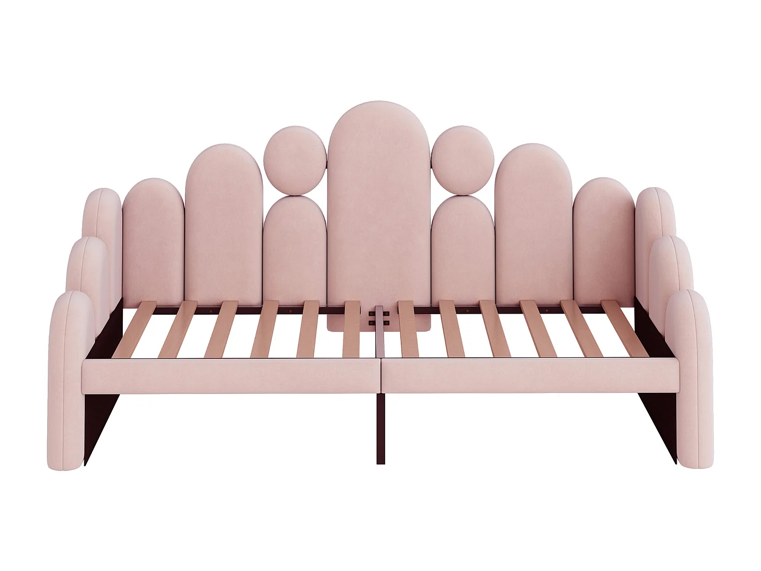 Lit banquette rembourré 2 en 1 - 180 x 200 cm - avec espace pour animaux + dossier - velours - rose