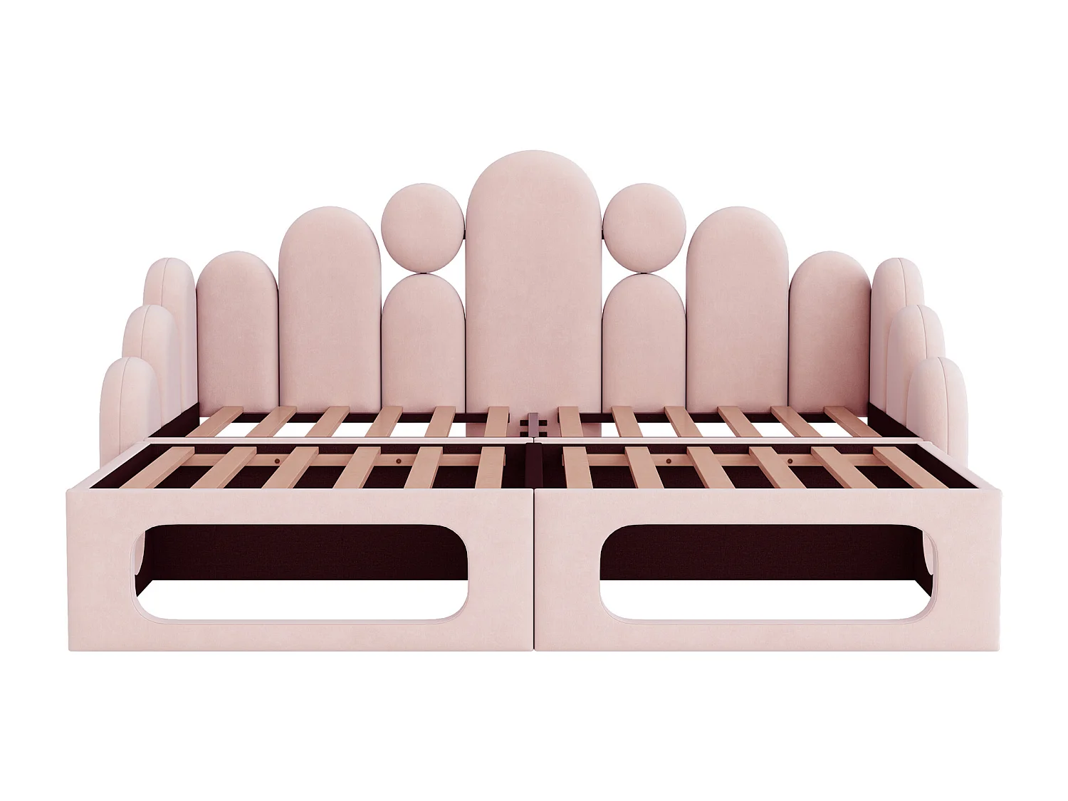 Lit banquette rembourré 2 en 1 - 180 x 200 cm - avec espace pour animaux + dossier - velours - rose