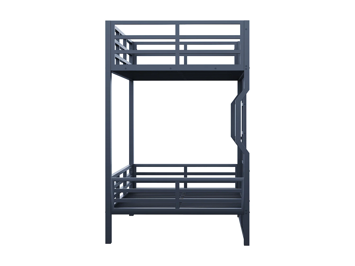 Etagenbett aus Schmiedeeisen für Kinder – 2 x 90 x 200 cm – mit LEDs und Sicherheitsgeländer – MDF und Metall – schwarz