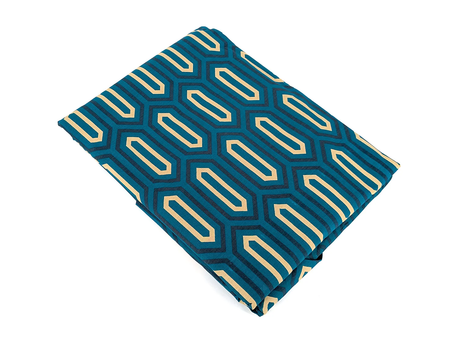 Parure de lit 140x200 cm percale de coton PAST Bleu Canard