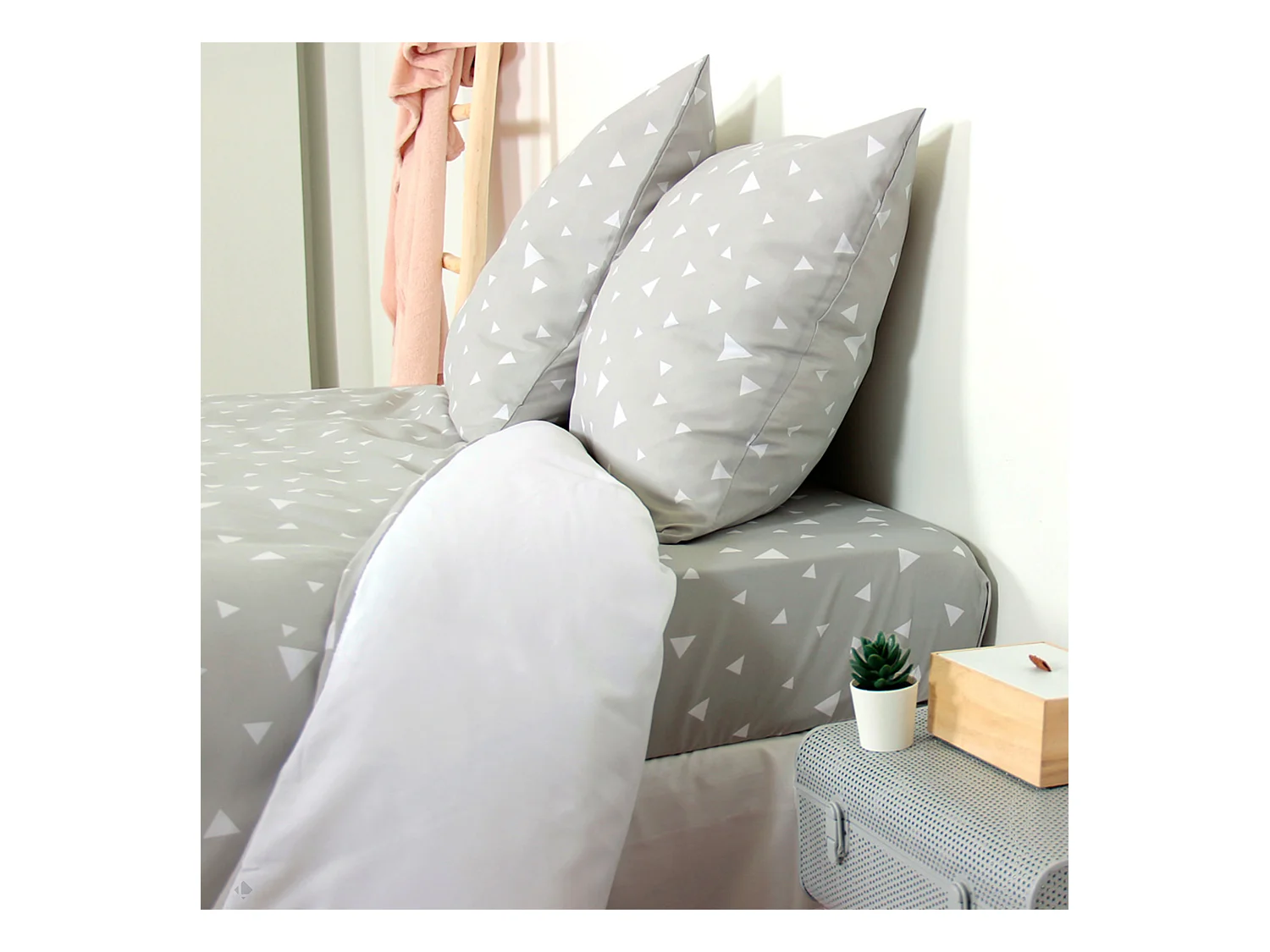 Parure de lit 140x200 cm microfibre PISA gris Perle