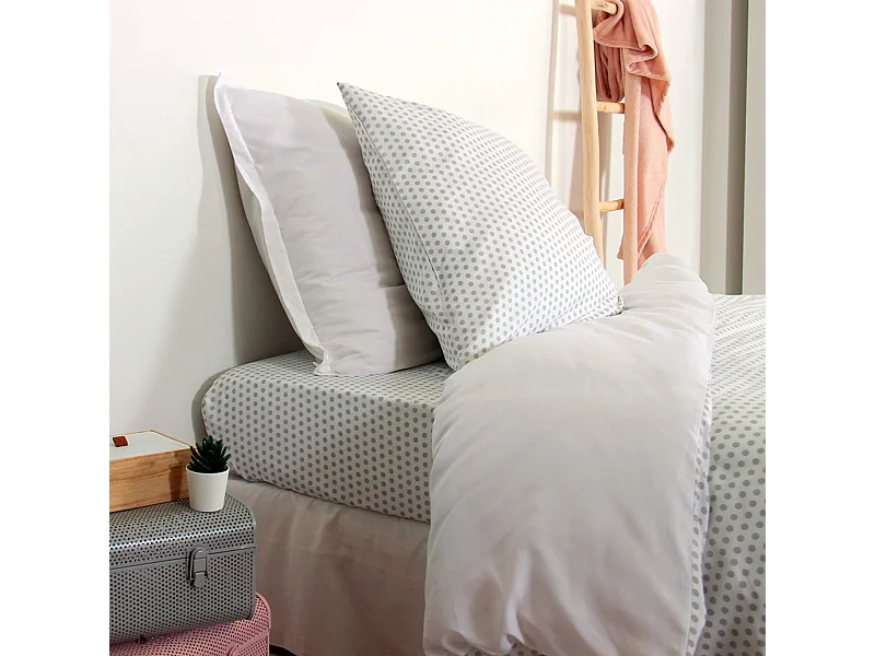 Parure de lit 260x240 cm microfibre POIS Gris